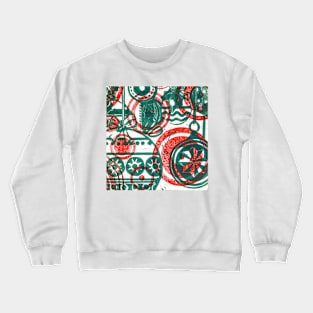 Xmas Baubles 14 -red and green  lino print Crewneck Sweatshirt